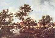 Meindert Hobbema Dorf mit den Wassermuhlen painting